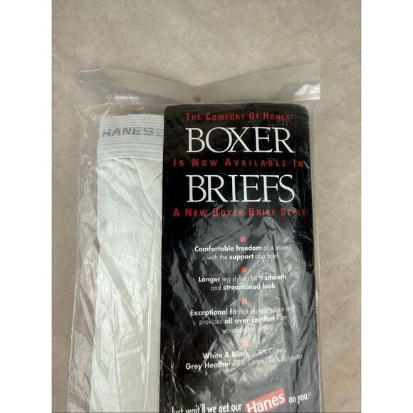 Vintage 1996 HANES Mens Boxer Briefs M 2 Pack White Made In USA 32-34 NOS - Picture 8 of 8